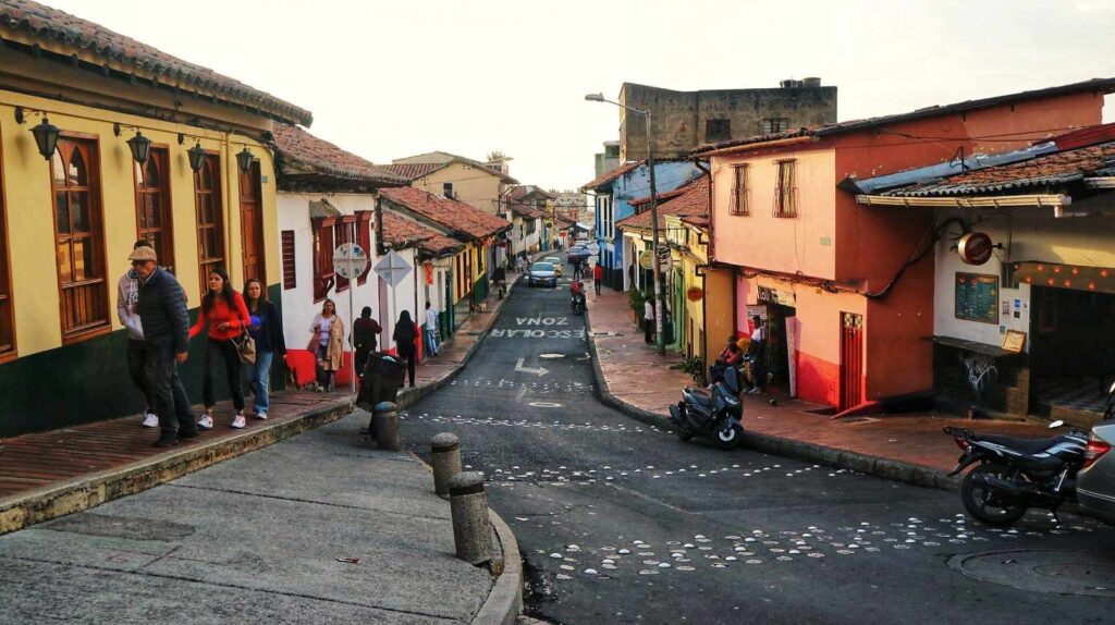 The streets of Bógota, Colombia. The district of La Candelaría.